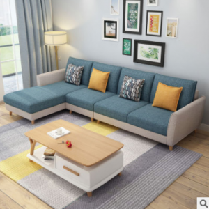 预售-北欧简约现代科技布沙发组合3+贵