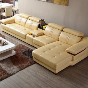 Preorder-Leather three-seat sofa+chaise longue+sideboard