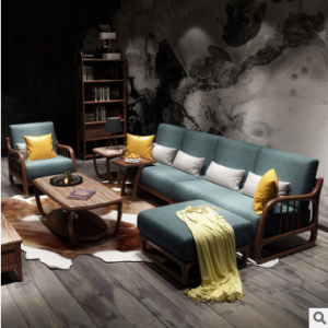 Preorder-Fabric four-seat sofa+armchair+foot stool