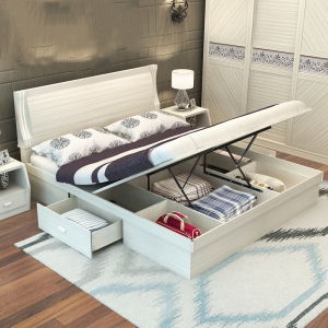 预售-简约现代板式大床抽屉高箱储物气动收纳双人床1.8米1.5米