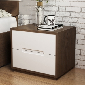 预售-床头柜白色现代简约卧室床头置物柜烤漆收纳柜双层储物柜