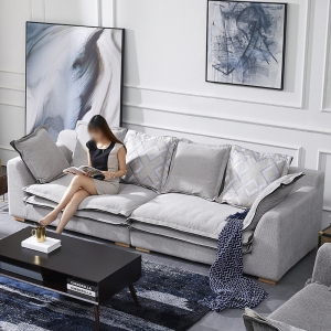 预售-现代简约布沙发客厅卧室可拆洗羽绒布艺沙发组合