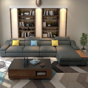 预售-北欧布艺沙发小户型客厅整装可拆洗简约现代乳胶沙发转角组合实木
