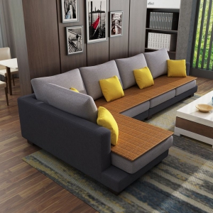 预售-冬夏两用布艺沙发现代客厅整装家具转角乳胶沙发组合