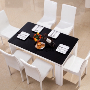 预售-简易钢化玻璃餐桌椅简约现代小户型长方形餐桌椅组合餐厅