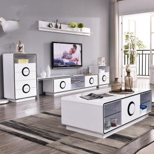 预售-简约现代茶几电视柜组合小户型客厅家具可伸缩电视柜斗柜创意烤漆