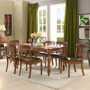 预售-美式餐桌美式乡村餐桌椅6人组合长方形欧式全实木饭桌