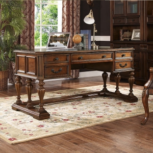 预售-美式乡村书桌实木写字台家用办公桌欧式电脑桌书台