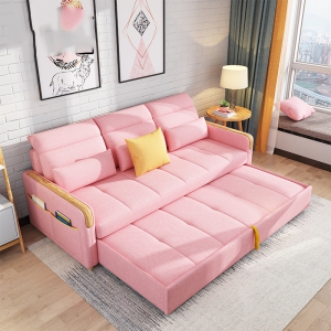 预售-北欧多功能实木沙发床小户型省空间单人三人可折叠坐卧两用现代