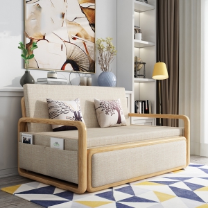 预售-北欧实木多功能沙发床可折叠小户型客厅两用多功能简约现代可变床
