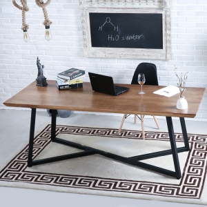 预售-北欧简约实木办公桌美式复古铁艺电脑桌会议桌经理桌工作台长方桌