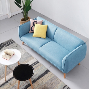 预售-北欧风格蓝色小清新公寓沙发高脚小户型组合沙发北欧简约麻布沙发