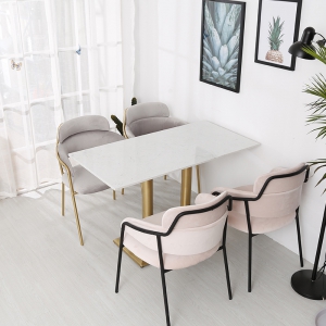 预售-大理石餐桌北欧简约现代长方形铁艺餐桌椅组合 小户型4人6人饭桌