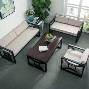 预售-欧式布艺简易沙发实木茶几现代简约地中海沙发小户型铁艺沙发卡座