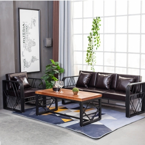 预售-新品美式LOFT沙发工业风铁艺沙发做旧咖啡厅酒吧桌椅卡座沙发组合
