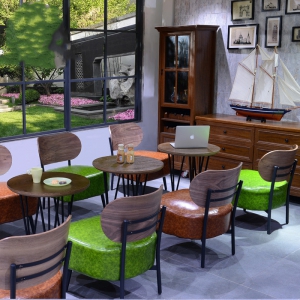 预售-复古咖啡厅 奶茶店桌椅 甜品店铁艺茶几桌椅组合