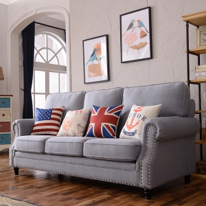 预售-美式乡村家具美式布艺沙发单双三人欧式小户型布艺沙发