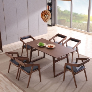 预售-北欧餐桌椅组合现代简约 饭店实木餐桌家用长形饭桌洽谈接待桌椅