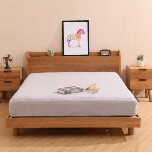 预售-欧简约纯实木双人床1.5米1.8米带插座白橡木卧房储物床