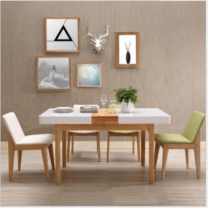 预售-北欧实木大理石餐桌椅 小户型长方餐桌组合 4人可伸缩创意饭桌
