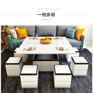 【A.SG】小户型折叠茶几书桌钢琴烤漆餐桌伸缩现代多功能用途储物凳
