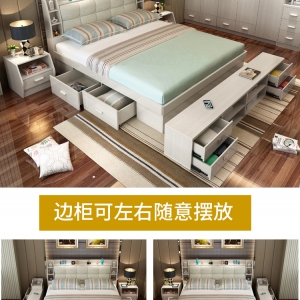 【A.SG】气动高箱储物床现代简约1.5米收纳抽屉床1.8米板式家具主卧双人床