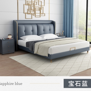【A.SG】现代轻奢真皮床1.8米大小户型主卧婚床意式简约网红ins实木储物床