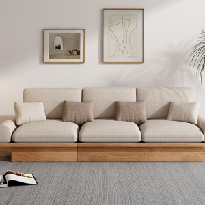 【A.SG】侘寂风格实木沙发日式原木风三人位布艺沙发客厅现代地台储物沙发