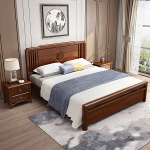 预售-新中式金丝檀木实木床1.5米1.8米双人床