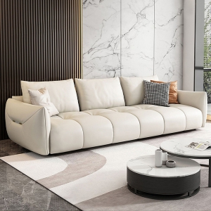 预售-轻奢真皮沙发组合现代简约小户型客厅头层牛皮家具意式直排沙发