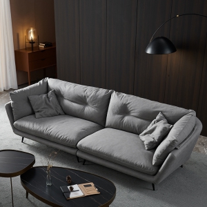 预售-科技布小户型北欧现代简约羽绒乳胶直排一字型沙发 意式极简沙发四人位