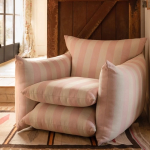 预售-现代简约单人沙发家用小户型客厅条纹休闲沙发复古布艺斑马沙发