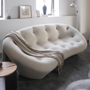 预售-设计师写意空间意式极简贝壳沙发客厅弧形躺椅奶油风轻奢小户型沙发