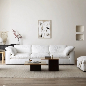 预售-侘寂风羽绒模块亚麻布艺沙发组合轻奢品质客厅设计师cloud云沙发3.45米