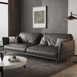 预售-意式科技沙发极简风头层牛皮高脚羽绒乳胶小户型客厅纳帕真皮沙发