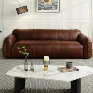 预售-意式极简超纤皮小沙发小户型客厅家用复古风简约轻奢设计师直排沙发四人位